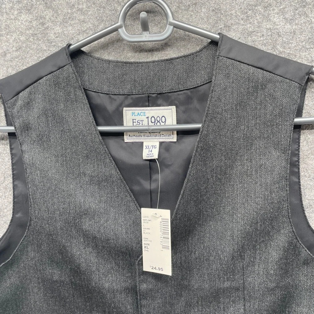NWT‎ The Childrens Place Formal Vest Boys XL 14 Gray Waistcoat Suit Vest